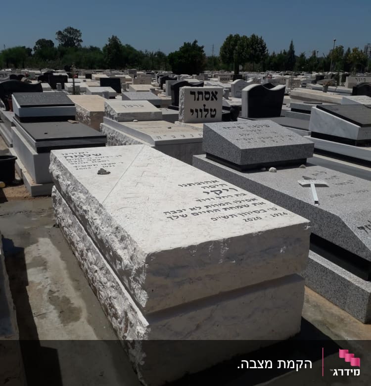 מצבות בבית קברות עם כיתוב בעברית